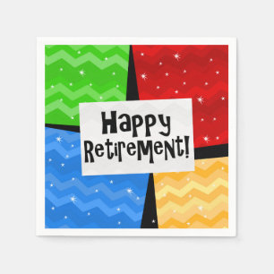 Serviette En Papier La retraite heureuse, couleur primaire ajuste la