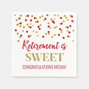 Serviette En Papier La retraite Red Gold Confetti est douce
