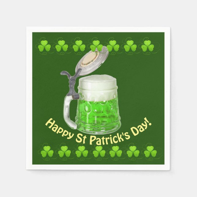 Serviette En Papier La Saint Patrick de la bière verte (Devant)
