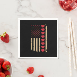 Serviette En Papier La Saint-Valentin Cœurs Drapeau américain 
