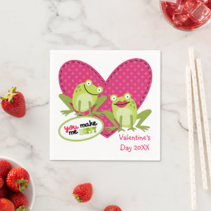 Serviette En Papier La Saint-Valentin de la grenouille-Hoppy