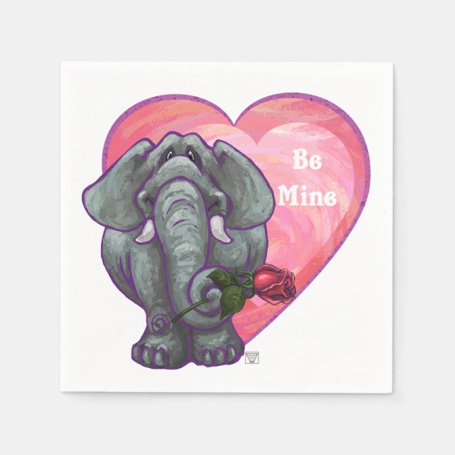Serviette En Papier La Saint-Valentin des éléphants (Devant)