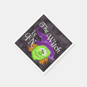 Serviette En Papier "La Sorcière Est Là" Halloween