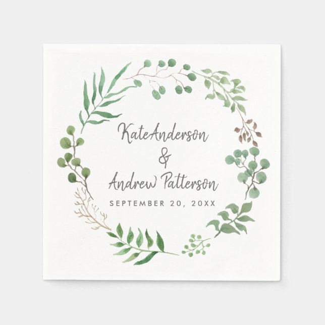 Serviette En Papier La verdure botanique | Feuille | MARIAGE (Devant)