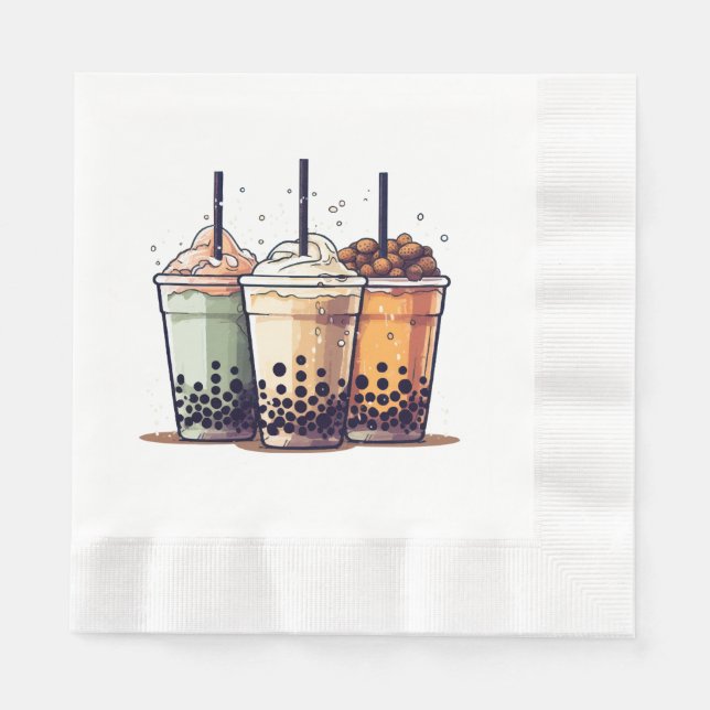 Serviette En Papier La vie est courte, buvez le boba (Devant)