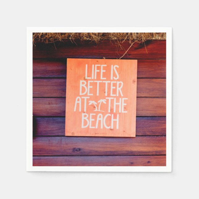 Serviette En Papier La vie est meilleure à la plage (Devant)