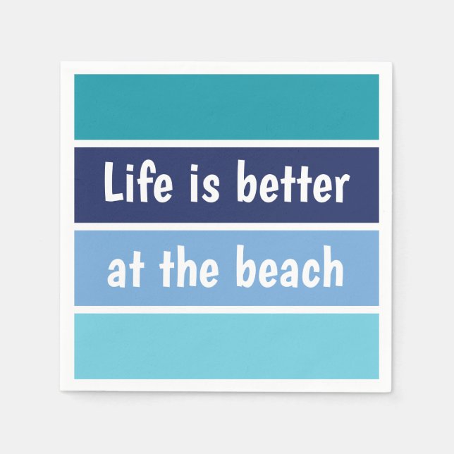 Serviette En Papier La Vie Est Mieux À La Plage (Devant)