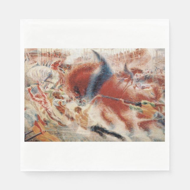 Serviette En Papier La ville se lève (par Umberto Boccioni) (Devant)