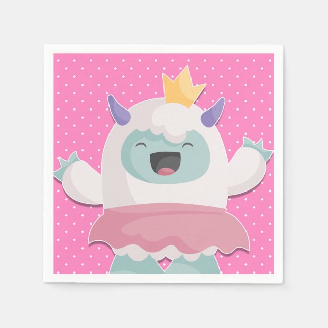 Serviette En Papier L'Abominable princesse de neige Yeti pour célébrer (Devant)