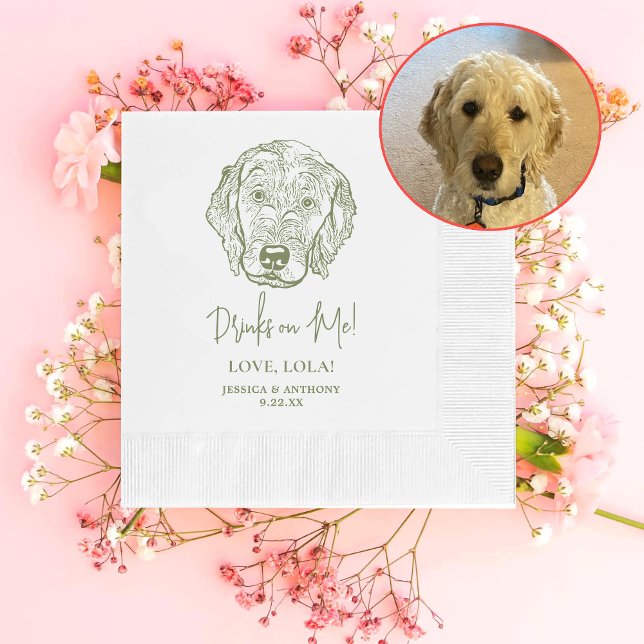 Serviette En Papier Labradoodle Chien Boissons Personnalisées sur moi (Créateur téléchargé)