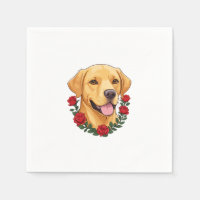 Labrador avec des roses rouges