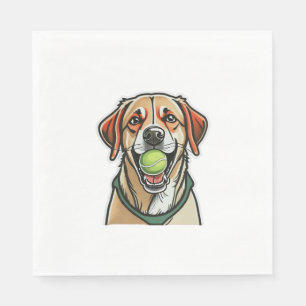 Serviette En Papier Labrador chien mordant balle de tennis dans sa bou