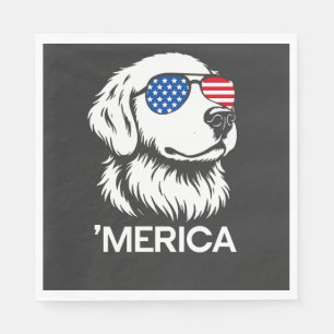 Serviette En Papier Labrador patriotique drapeau américain quatrième j