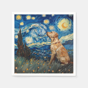 Serviette En Papier Labrador Retriever Yellow Lab Chien Starry Night