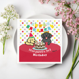 Serviette En Papier Labradors noir et jaune personnalisés Anniversaire