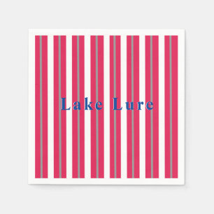 Serviette En Papier Lac ou plage personnalisé Rouge blanc rayé