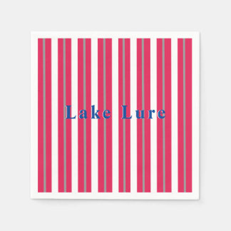 Serviette En Papier Lac ou plage personnalisé Rouge blanc rayé