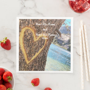 Serviette En Papier Lac Tahoe Blue Water Tree Heart Love