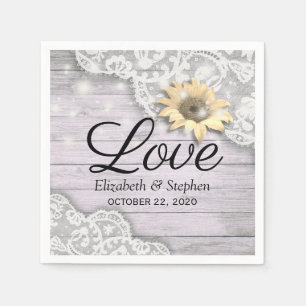 Serviette En Papier Lace wedding shower Sunflower Bois Lumières
