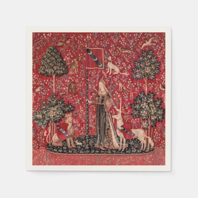 Serviette En Papier Lady and Unicorn Medieval Tapestry Touch (Devant)