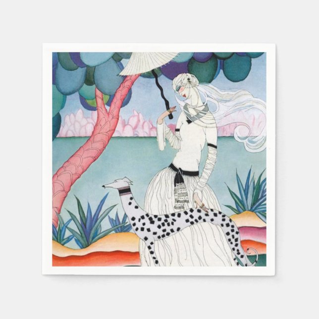 Serviette En Papier Lady with Dalmatian Dog - Helen Dryden (Devant)