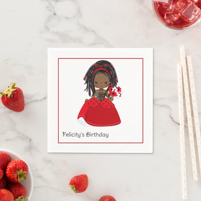 Serviette En Papier Ladybug Anniversaire Afro-Américaine (En situation)