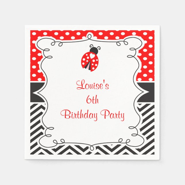 Serviette En Papier Ladybug Ladybird Birthday Party (Devant)