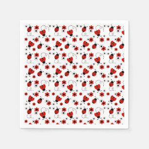 Serviette En Papier Ladybugs Floral Rouge