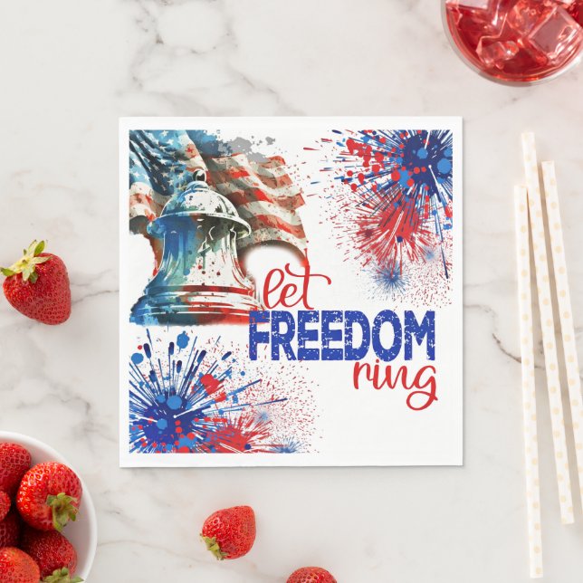 Serviette En Papier Laisse La Liberté Bague, 4 juillet, (En situation)