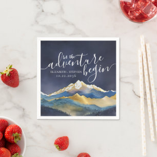 Serviette En Papier Laisser l'aventure commencer Blue Gold Mountain Ma