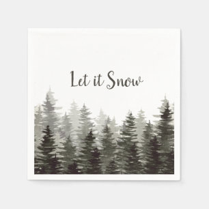 Serviette En Papier Laisser neiger Aquarelle Pine Forest