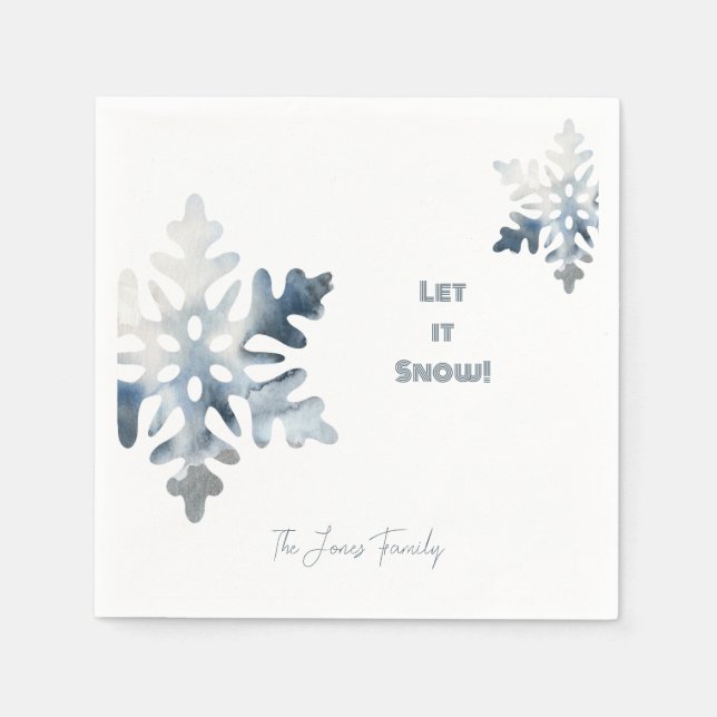Serviette En Papier Laisser neiger Custom Snowflake Cocktail (Devant)