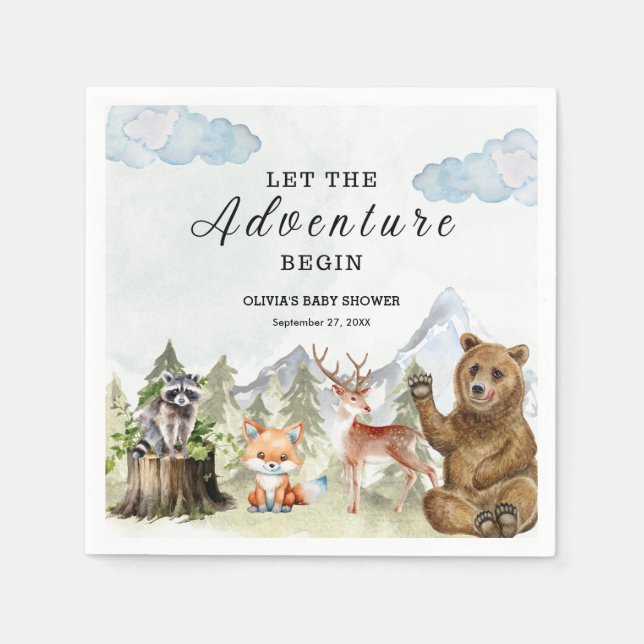 Serviette En Papier Laissez l'aventure commencer Mountain Boy Baby sho (Devant)