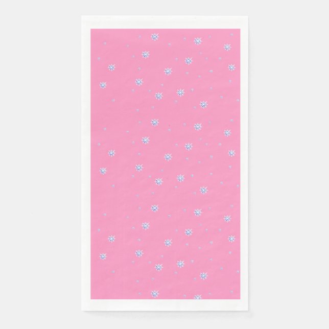 Serviette En Papier Laissez-le neiger rose flocon d'hiver (Devant)