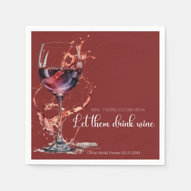 Serviette En Papier Laissez-les boire du vin Dévoilement de la mariée  (Devant)