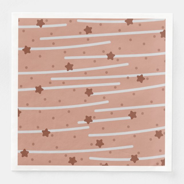 Serviette En Papier Lait Chocolatey Étoiles et rayures Motif (Devant)
