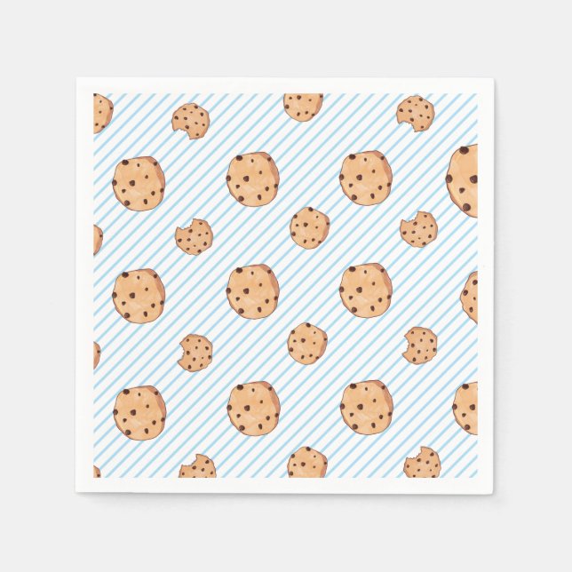 Serviette En Papier Lait et biscuits Bleu Plaque papier d'anniversaire (Devant)