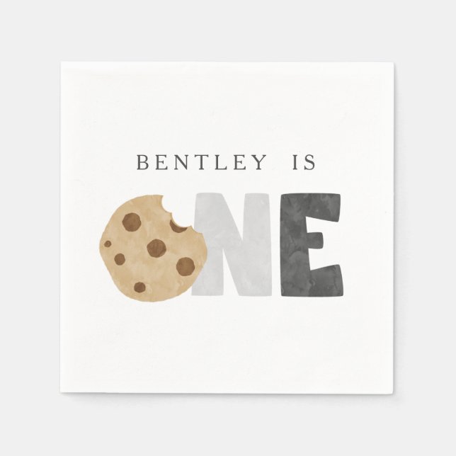 Serviette En Papier Lait et biscuits Premier anniversaire (Devant)