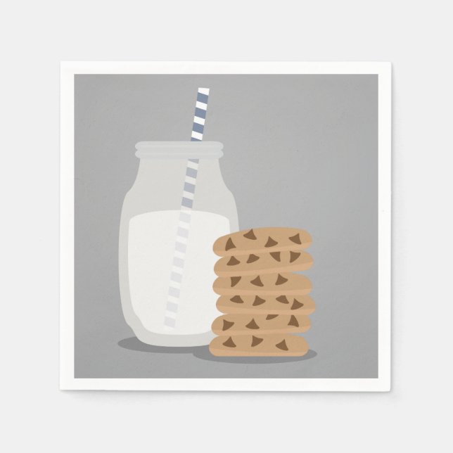 Serviette En Papier Lait moderne bleu et biscuits Plaques en papier se (Devant)