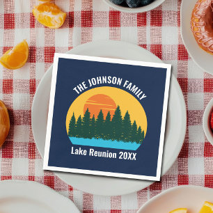 Serviette En Papier Lake Sunset Family Reunion Cute Custom Party
