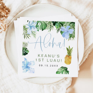Serviette En Papier LALANI Tropical Blue Hibiscus Luau 1er anniversair