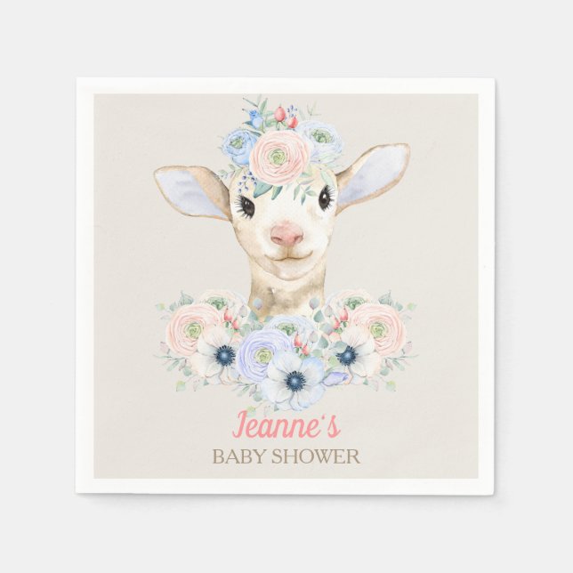 Serviette En Papier Lambe rose bleu Sexe Neutre Révélation (Devant)