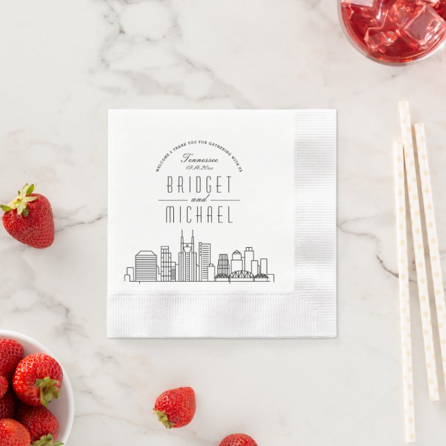 Serviette En Papier L'amour à Nashville | Modern Deco City Skyline (En situation)