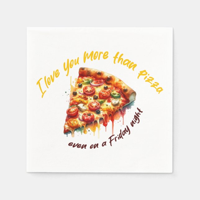 Serviette En Papier "L'amour au-delà de la pizza" (Devant)