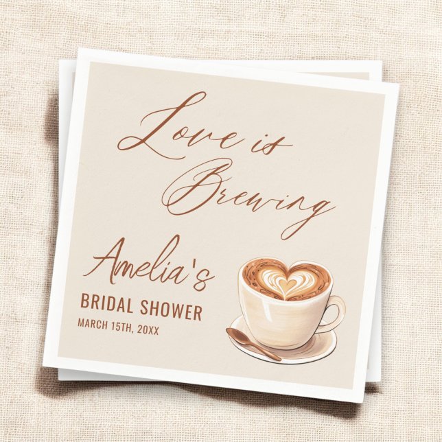 Serviette En Papier L'amour brasse du café Fête des mariées latte (Créateur téléchargé)