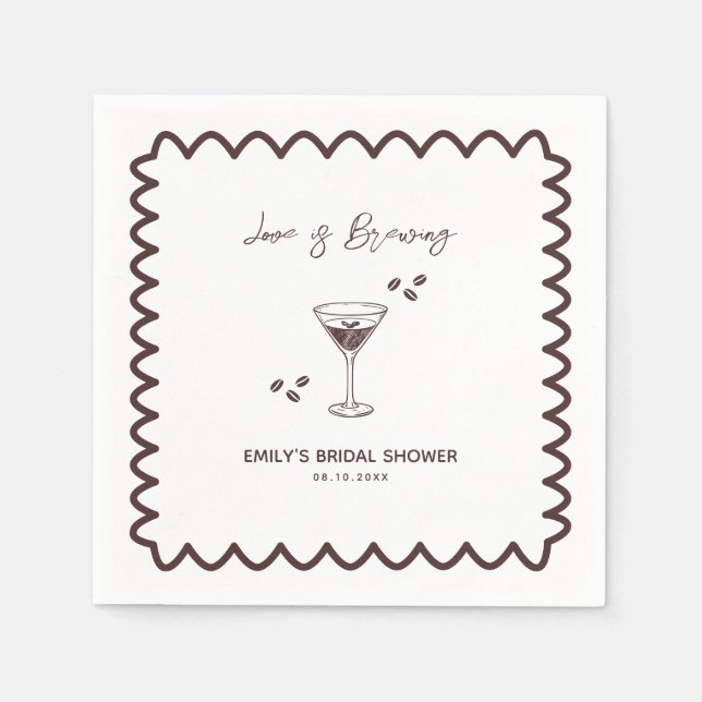 Serviette En Papier L'amour brasse du café Thème Fête des mariées (Devant)