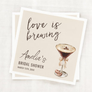 Serviette En Papier L'amour brasse la Fête des mariées Espresso Martin