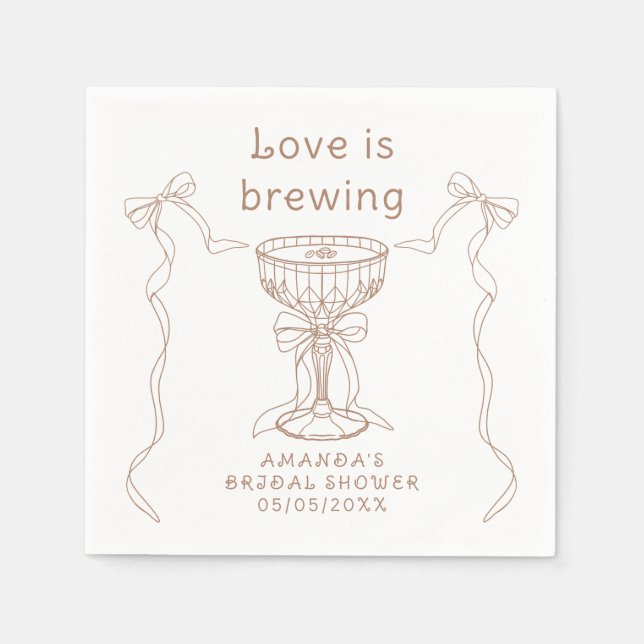 Serviette En Papier L'amour brasse la main tiré nuptiale douche (Devant)
