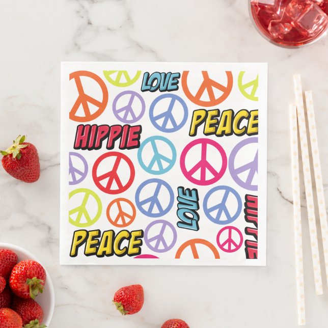 Serviette En Papier L'amour de la paix hippie (En situation)