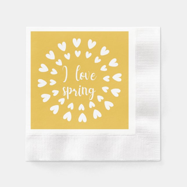 Serviette En Papier L'Amour du Printemps, Petits Coeurs (Devant)